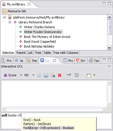 Content-Assist in the OCL Console