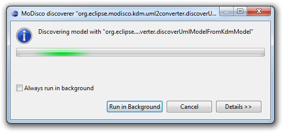 Progress dialog during model creation