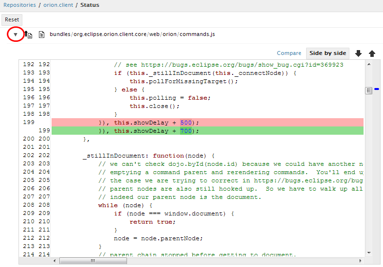 Git status compare