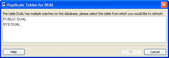 Duplicate Table Dialog Box