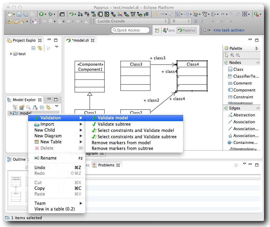 Invocation model validation in Papyrus