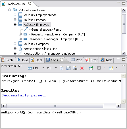 Modeling Levels in the OCL Console