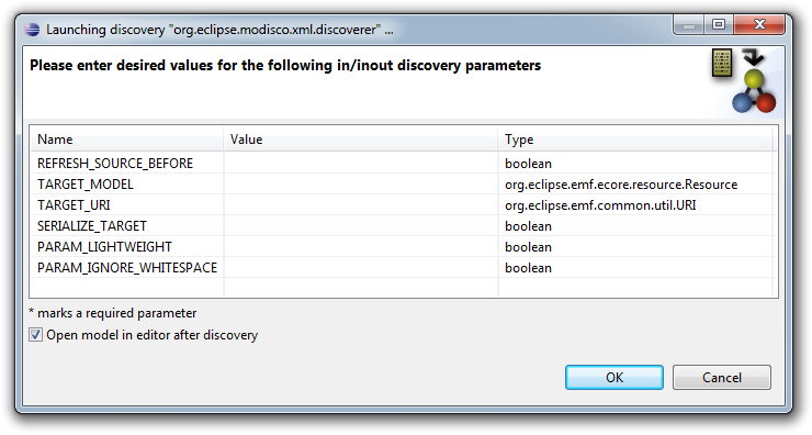 MoDisco Launching discovery org.eclipse.modisco.xml.discoverer.png