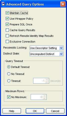 Advanced Query Options Dialog Box