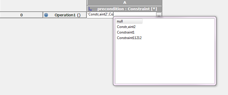 Editing the precondition of an Operation in Table
