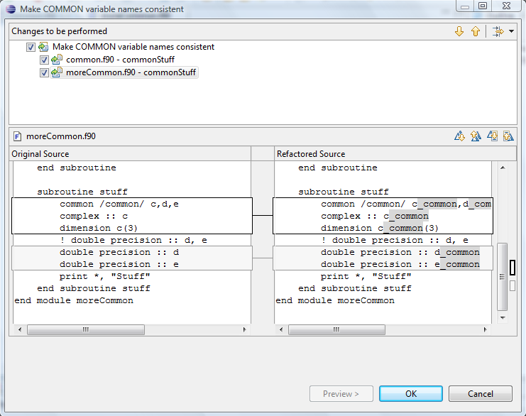 Example of Make COMMON variable names consistent refactoring.