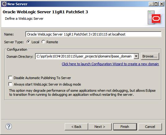 Or Open the servers view for WebLogic 10.3