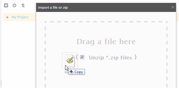 Import from zip dialog