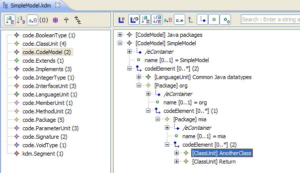 KDM model viewed with MoDisco browser