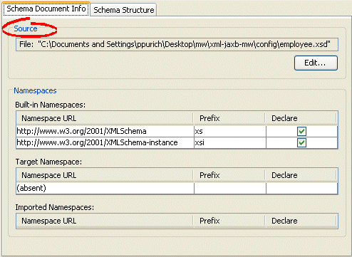 Schema Document Info Tab – Source Field