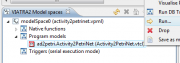 The VIATRA2 Model Spaces view showing the loaded transformation (UML Activity to Petri net).