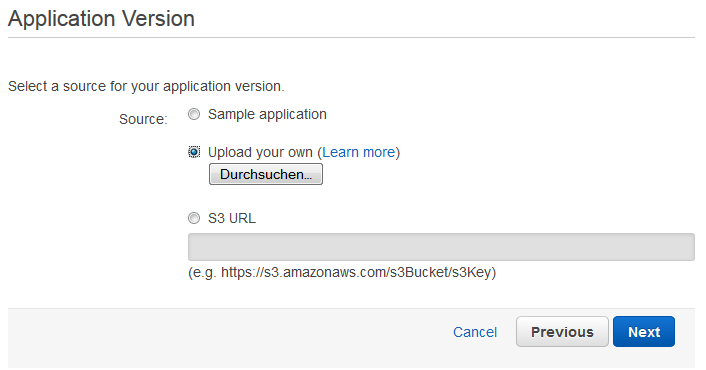 Scout cloud aws create application upload application.png