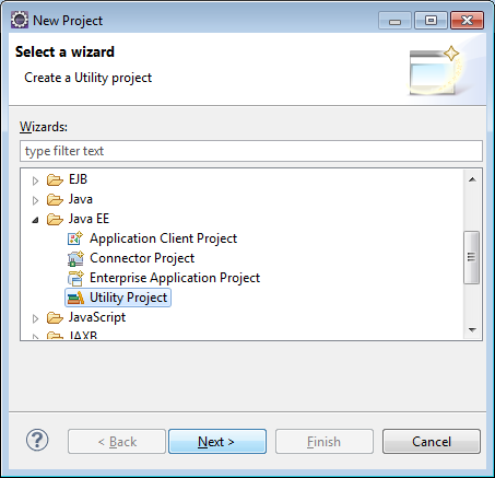 Project Wizard - Project Select - Java EE - Utility Project