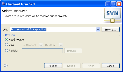 eclipse configure svn repository