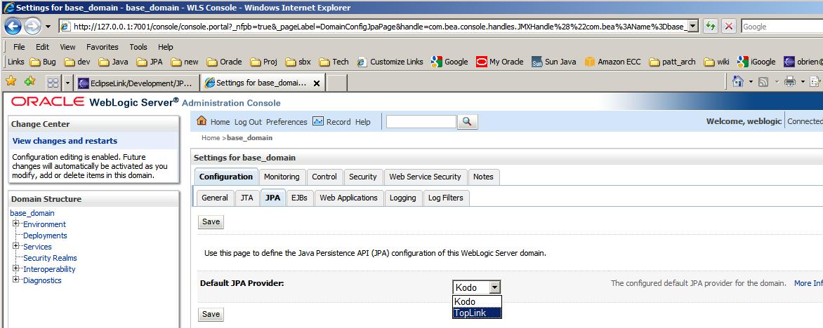 Weblogic10340 r20110115 change default jpa2 provider from kodo to toplink.JPG