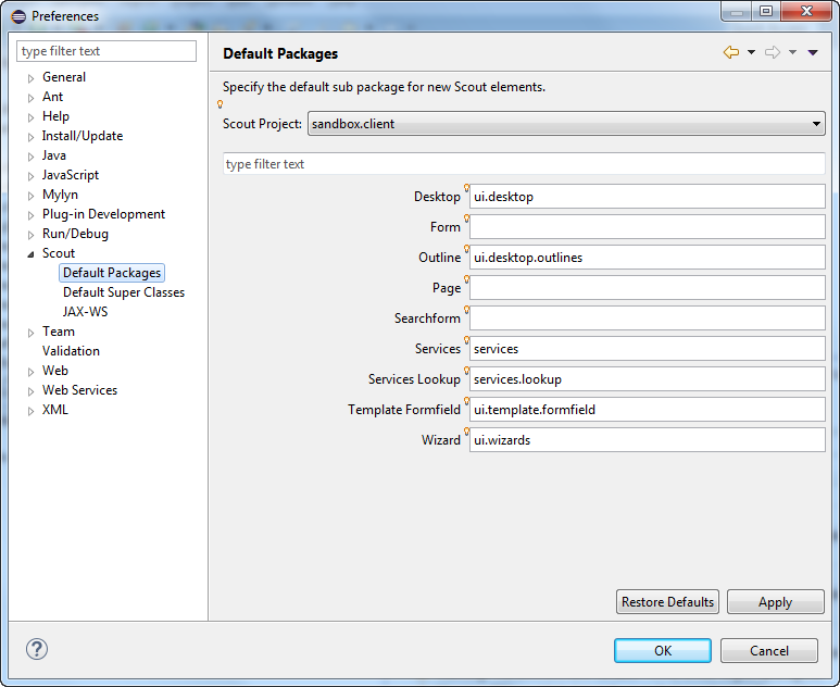 Scout/SDK/Default Packages Preference Page Eclipsepedia