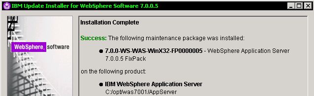 Ibm websphere fixpack 7001 result.JPG
