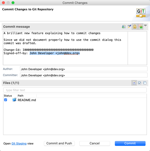 Commit and push changes to Git repository