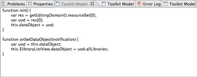 The Toolkit Model Script view