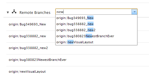 Branch list without new branch