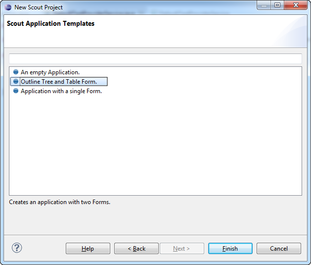 Step 2: Choose application template