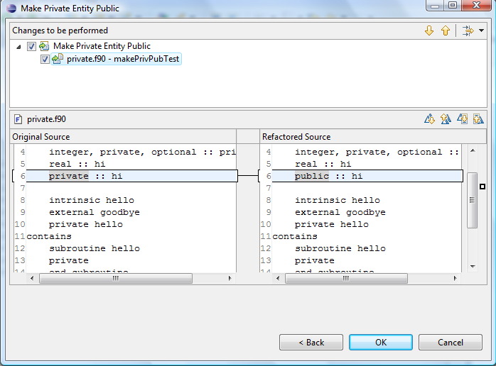 Example 2 of make private entity public refactoring.
