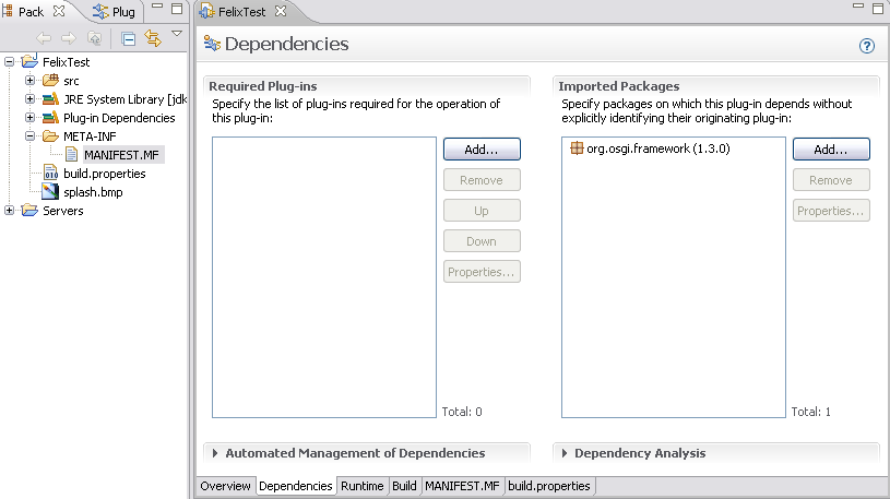 dependencies tab screenshot
