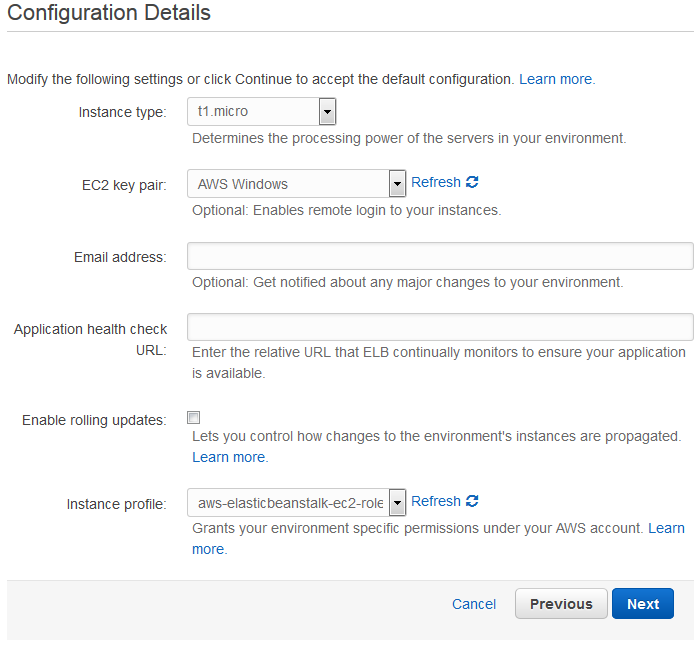 Scout cloud aws create application configuration details.png