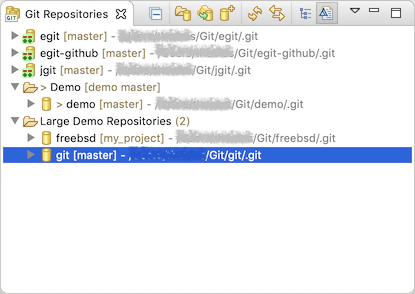 "Repositories view showing some repository groups"