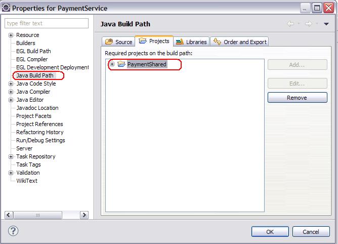 PaymentService project Java build path