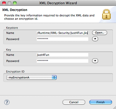 XML Decryption Wizard page 1