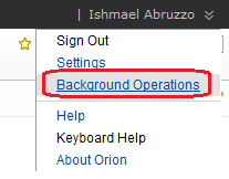 Background operations in the Options menu