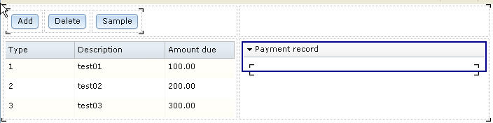 The web page with the payment record pane