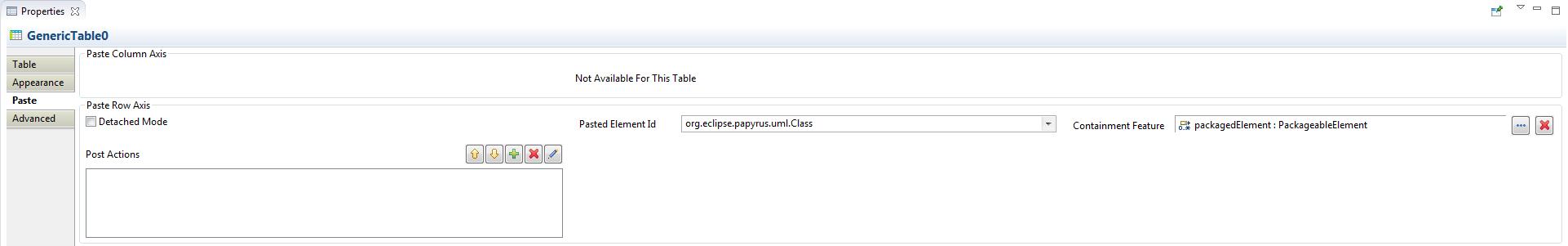 Paste In Table Configuration Property View