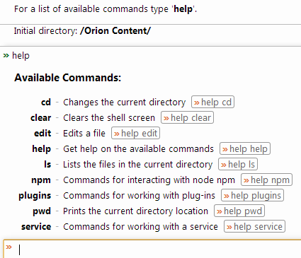 Orion/Documentation/User Guide/Reference/Shell page - Eclipsepedia