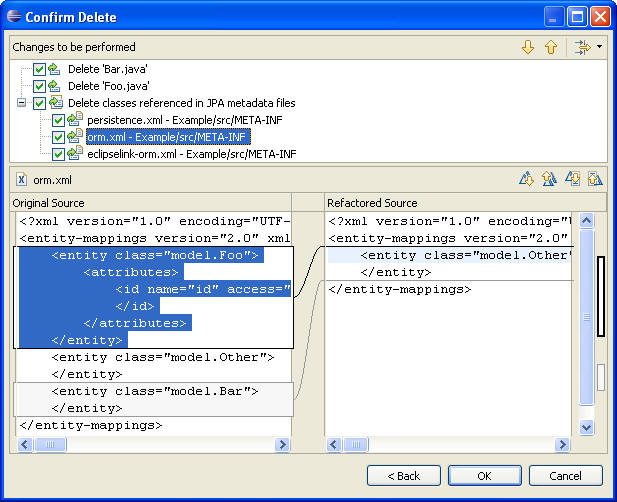 orm.xml preview changes of deleted java classes