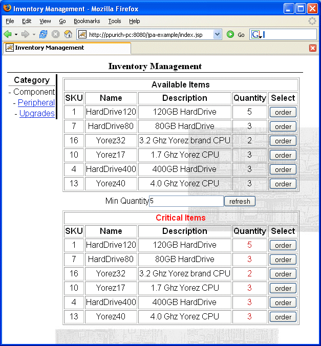 Tutorial Application Main Page