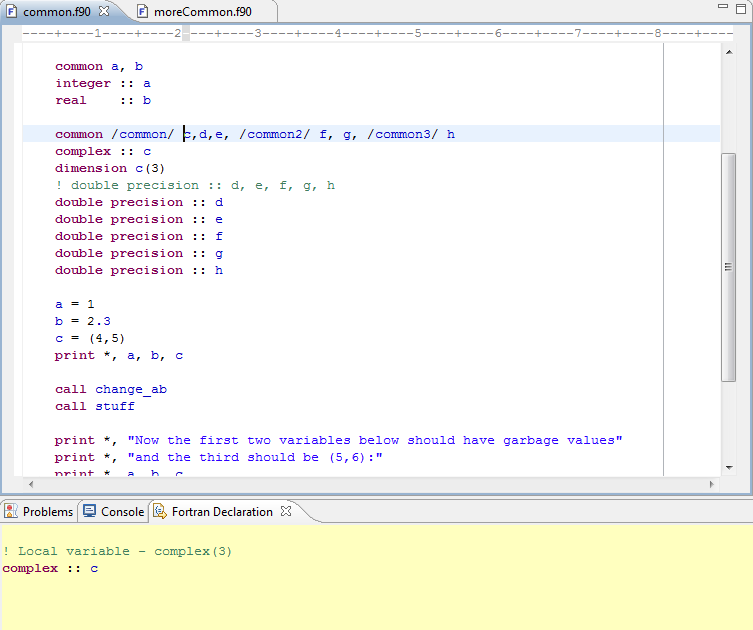 Fortran Declaration View