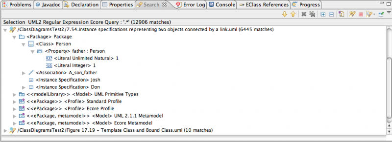 UML2 Textual Result Page